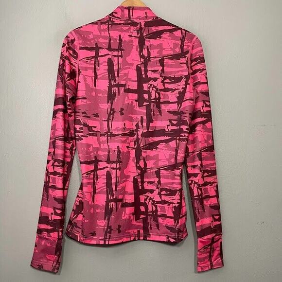 Under Armour Coldgear Size Medium Pink Camo Thermal Mock Neck 1/4 Zip Pullover - Picture 6 of 12